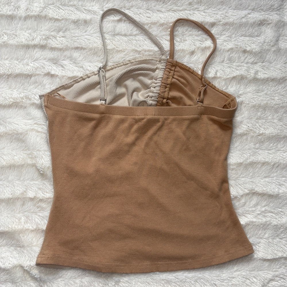 Anthropologie Dolan Two Toned Camisole Size Small Asymmetric Ruched Halter Top - Picture 2 of 9